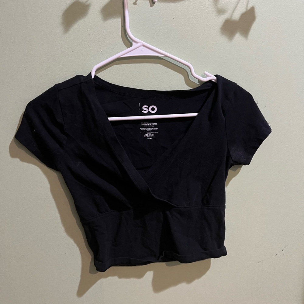 extra small black crossover t shirt